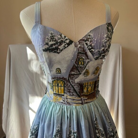 Bernie Dexter Winter Wonderland Village Scene Dress - Picture 2 of 8